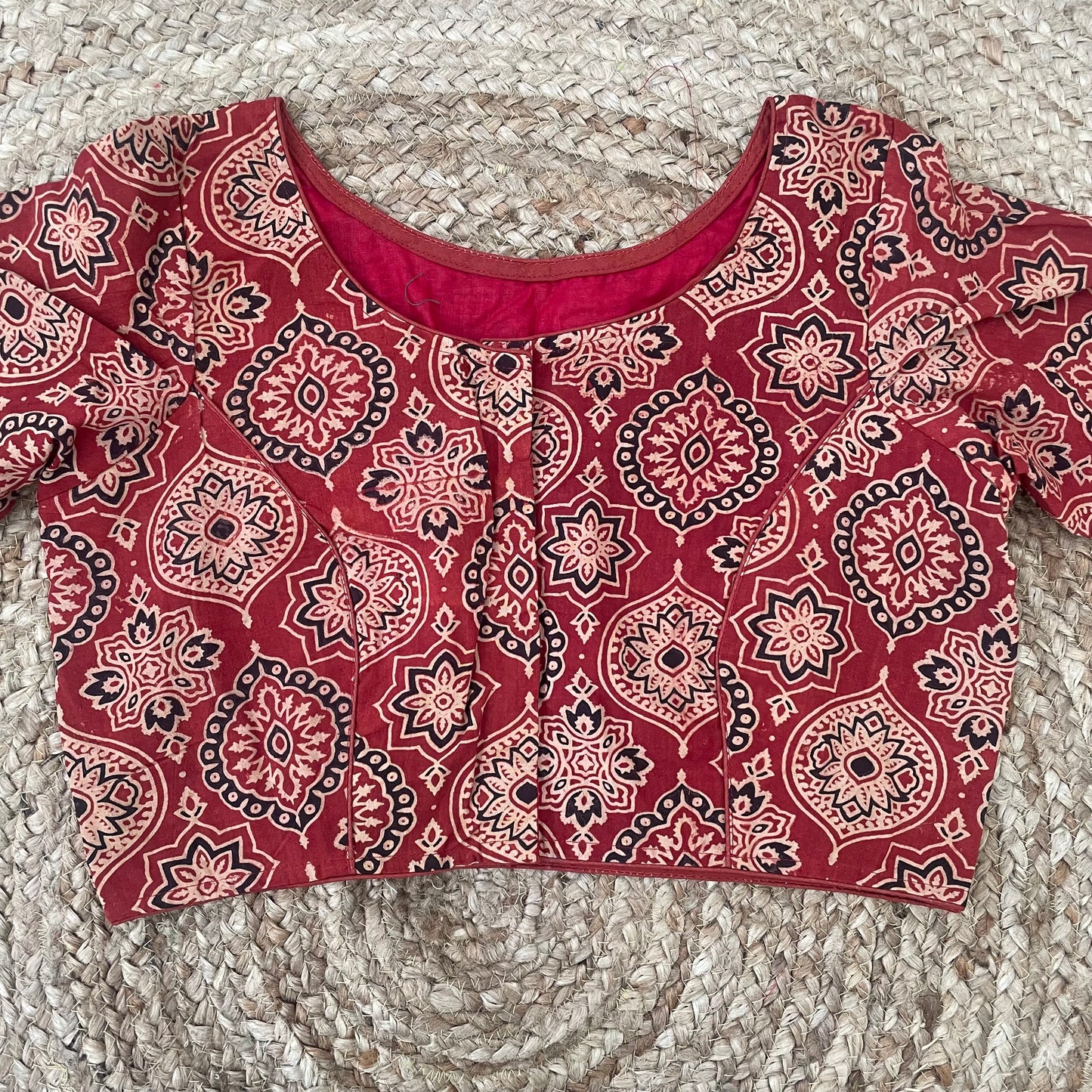 Maroon Black Khadi Cotton Saree Blouse Combo