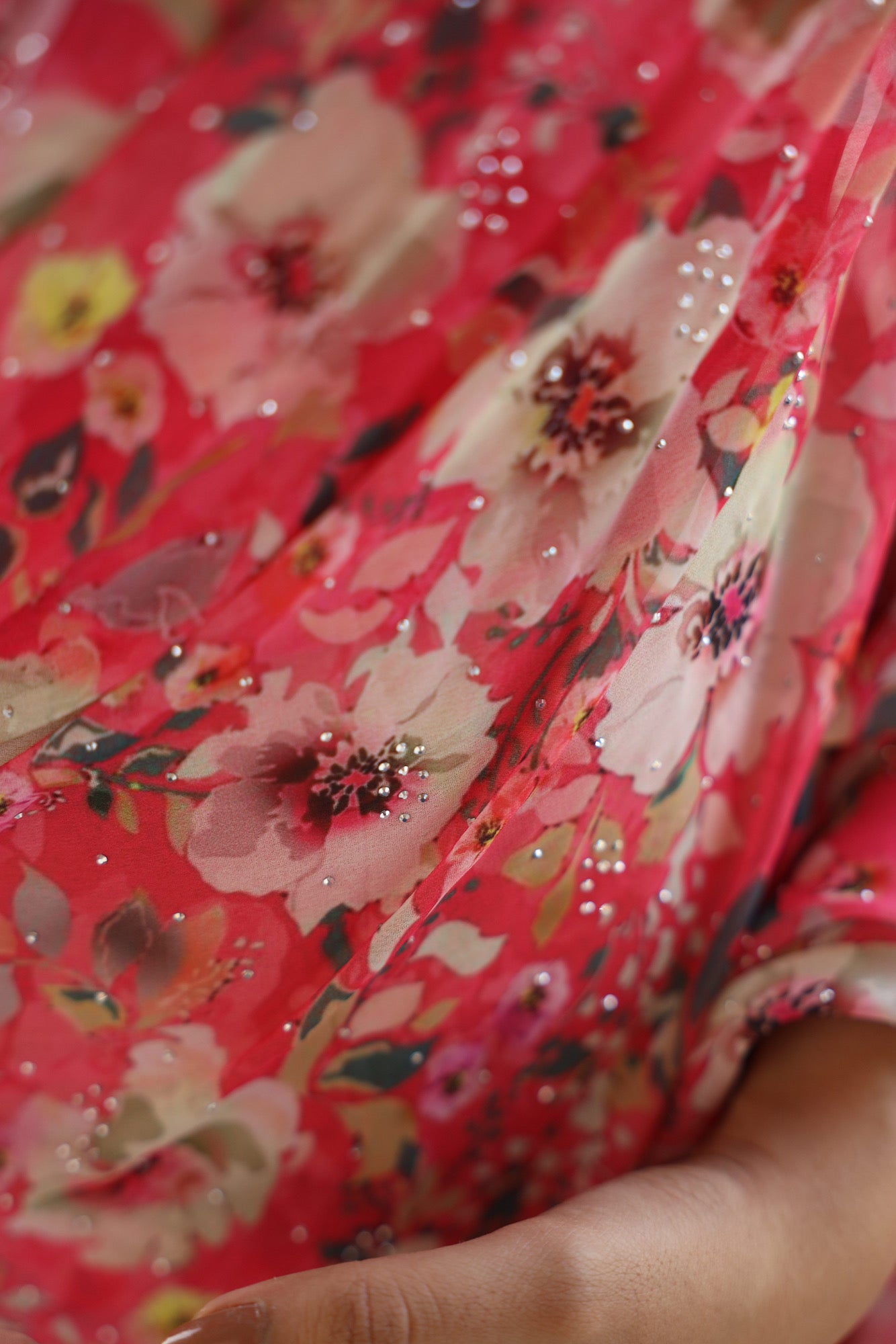 Phoolbari Floral Sequin Saree ( With stitched blouse)