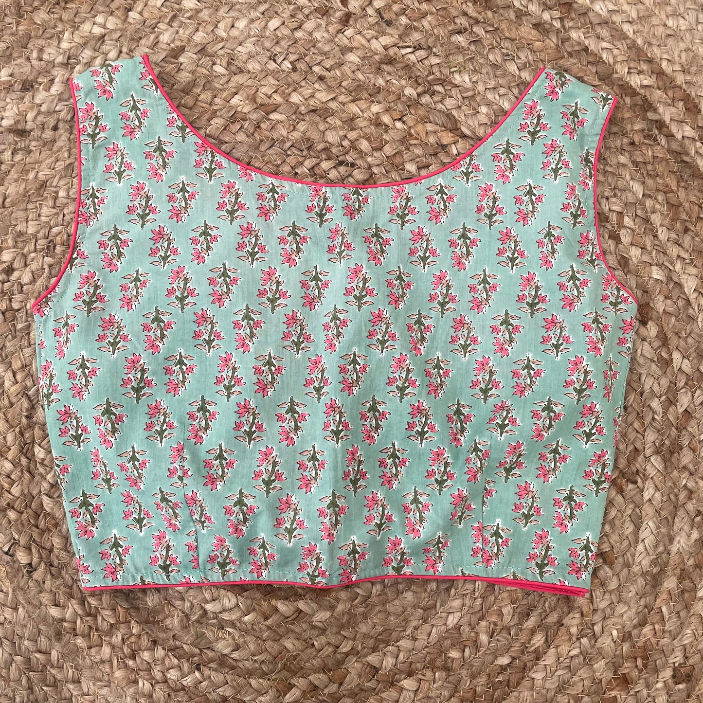 Pink Khadi Cotton Saree Blouse Combo