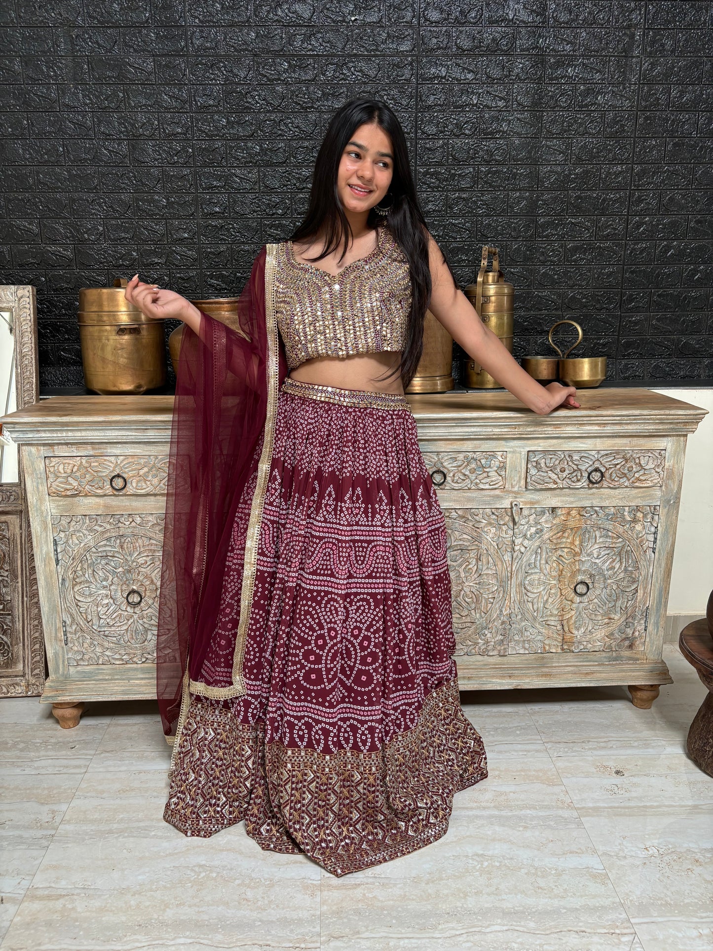 Georgette Bandhani Lehenga