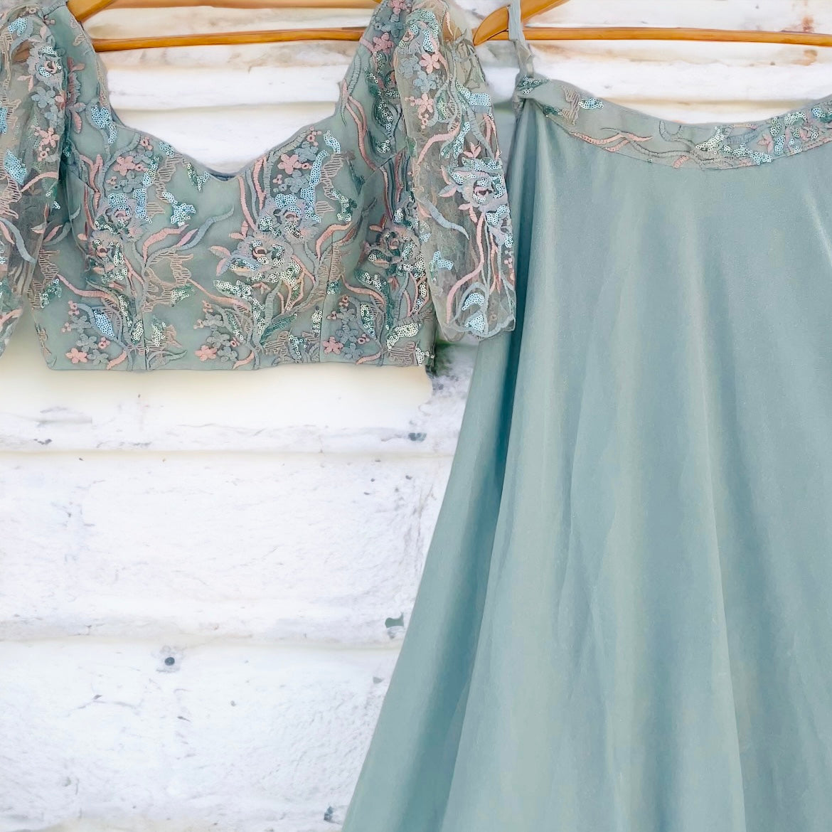 Sea Green Shimmery Lehenga