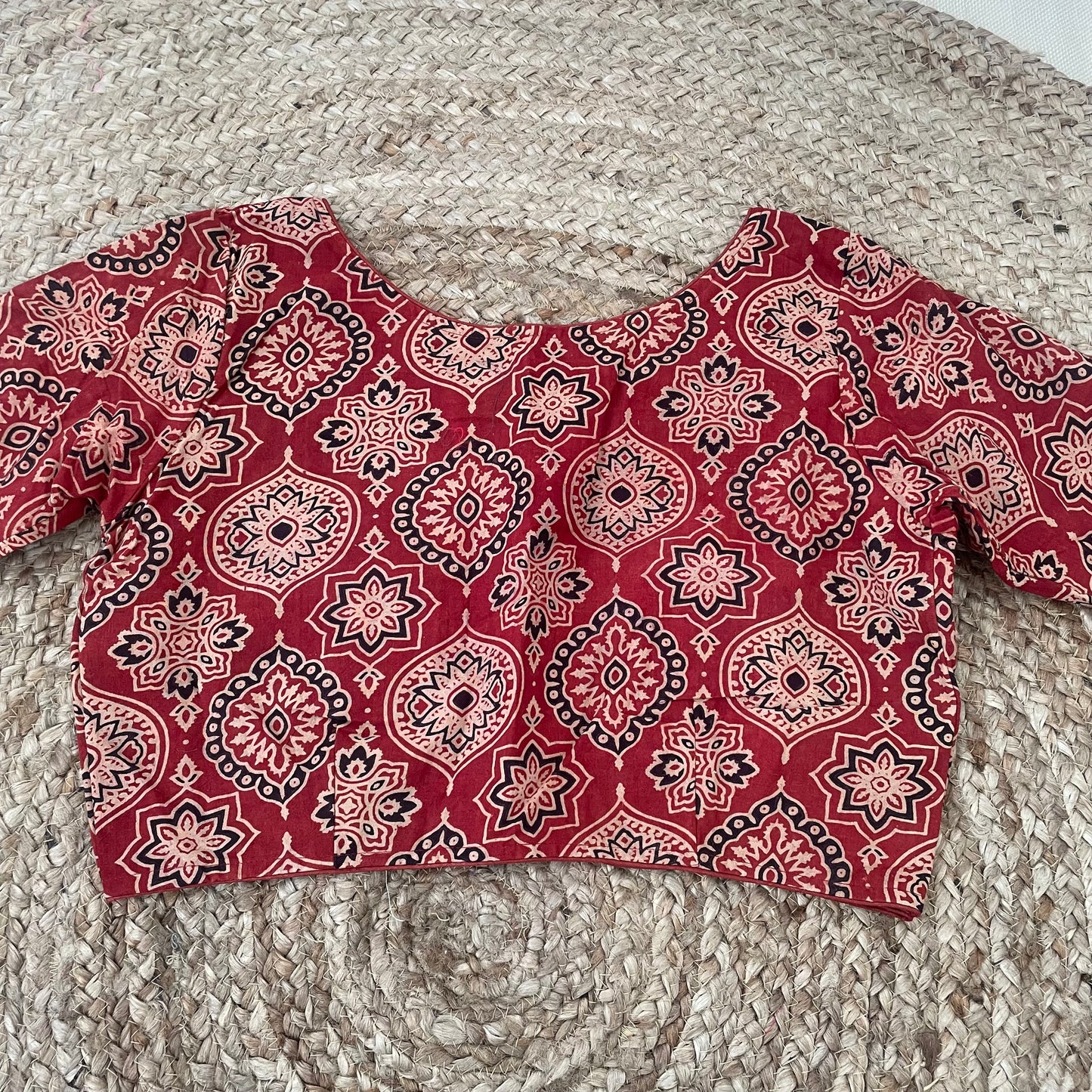Maroon Black Khadi Cotton Saree Blouse Combo