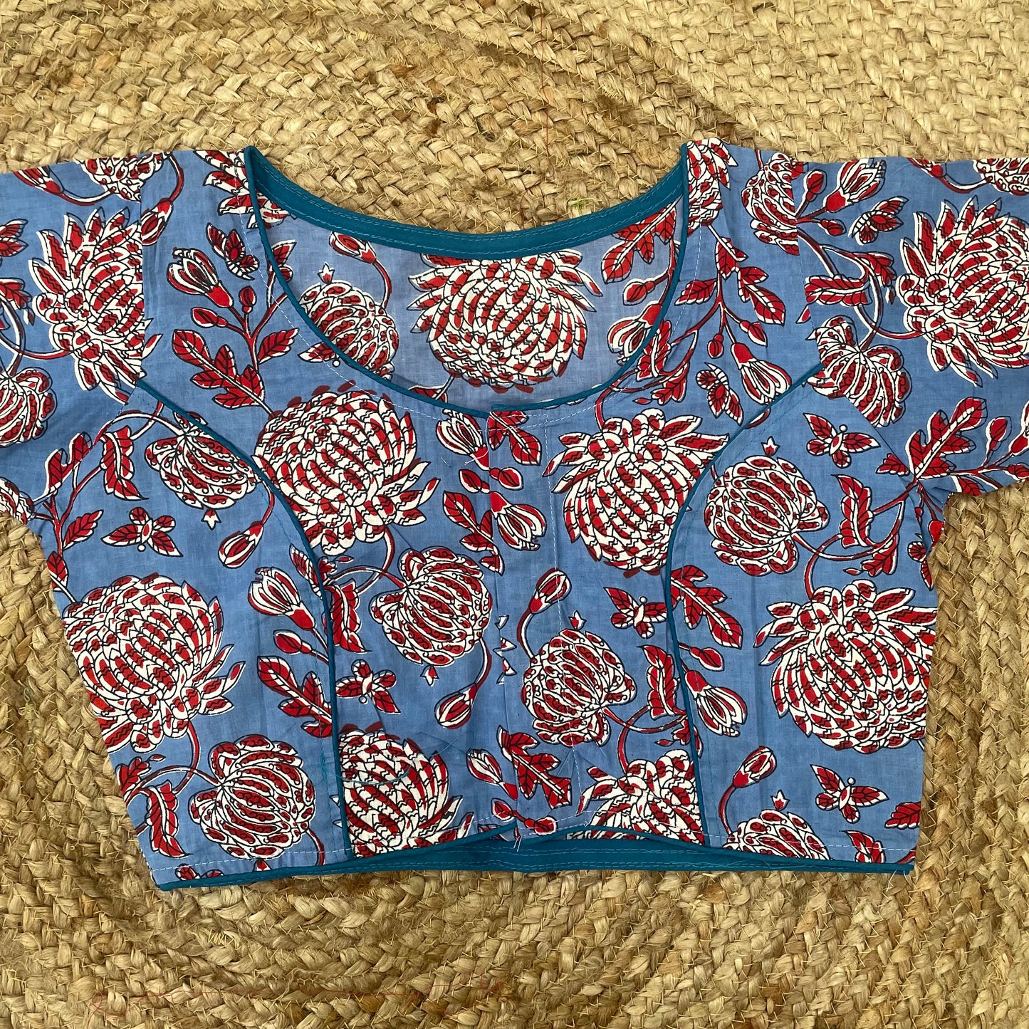 Red Khadi Cotton Saree Blouse Combo Set