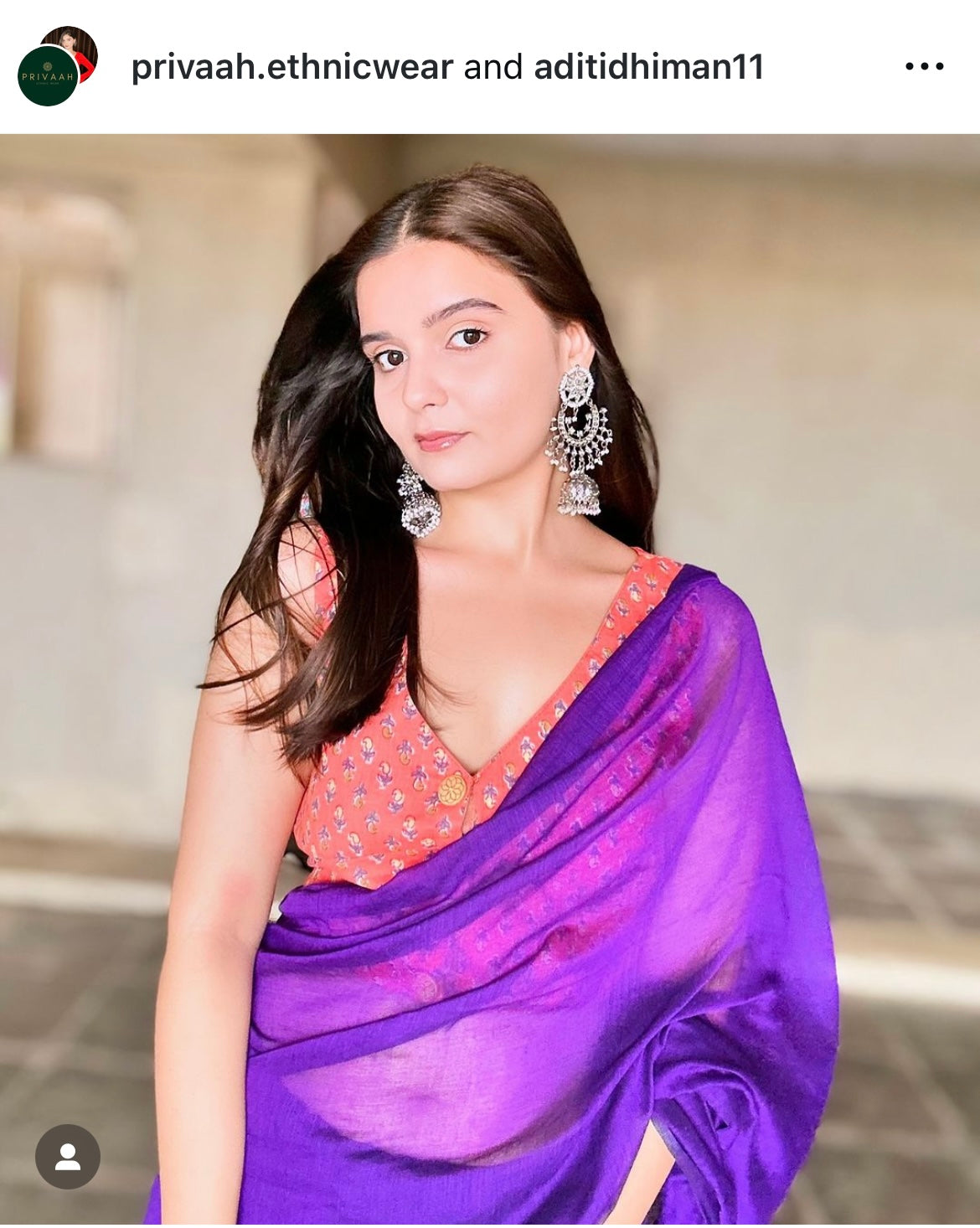 Violet Mul Cotton Saree Blouse Combo