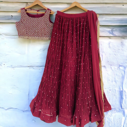 Maroon Minimalist Lehenga