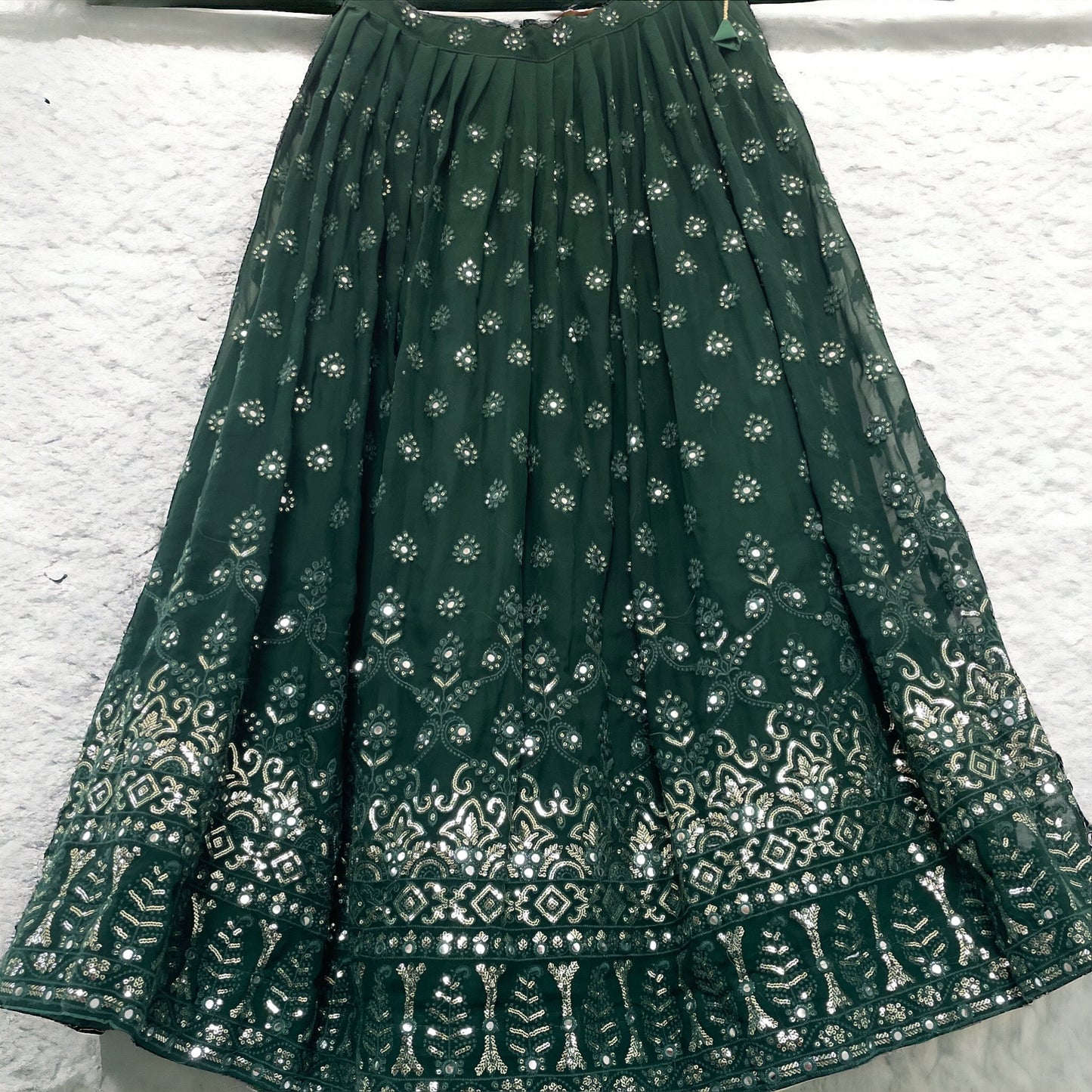 Pink and Green Georgette Lehenga Set