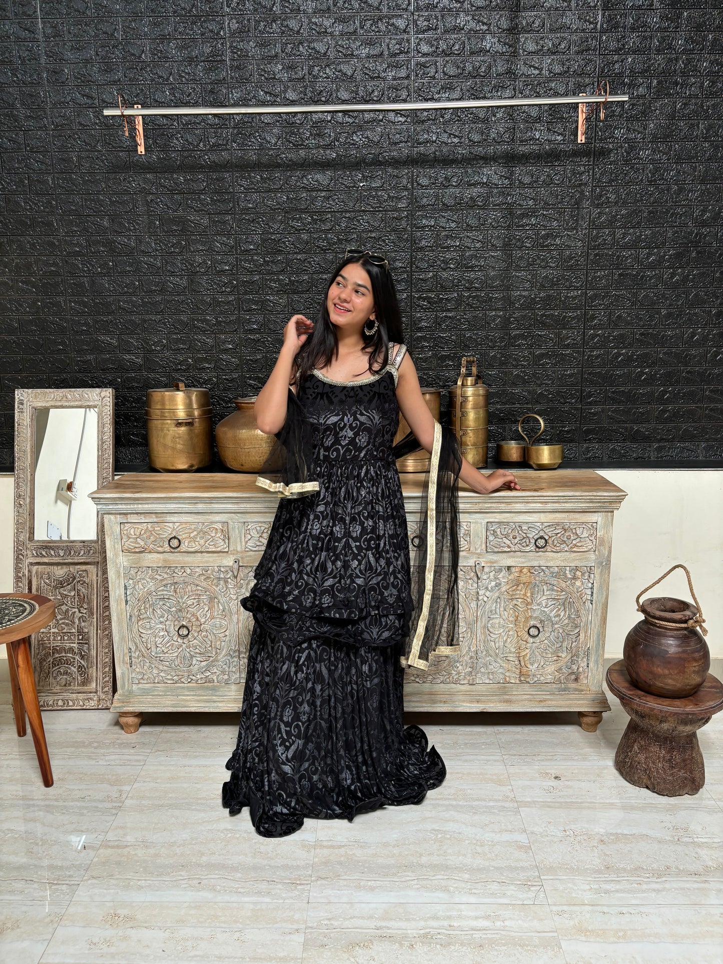 Black Peplum Lehenga