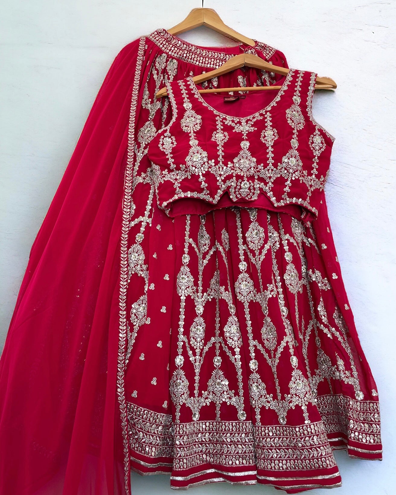 Red Embroidered Lehenga