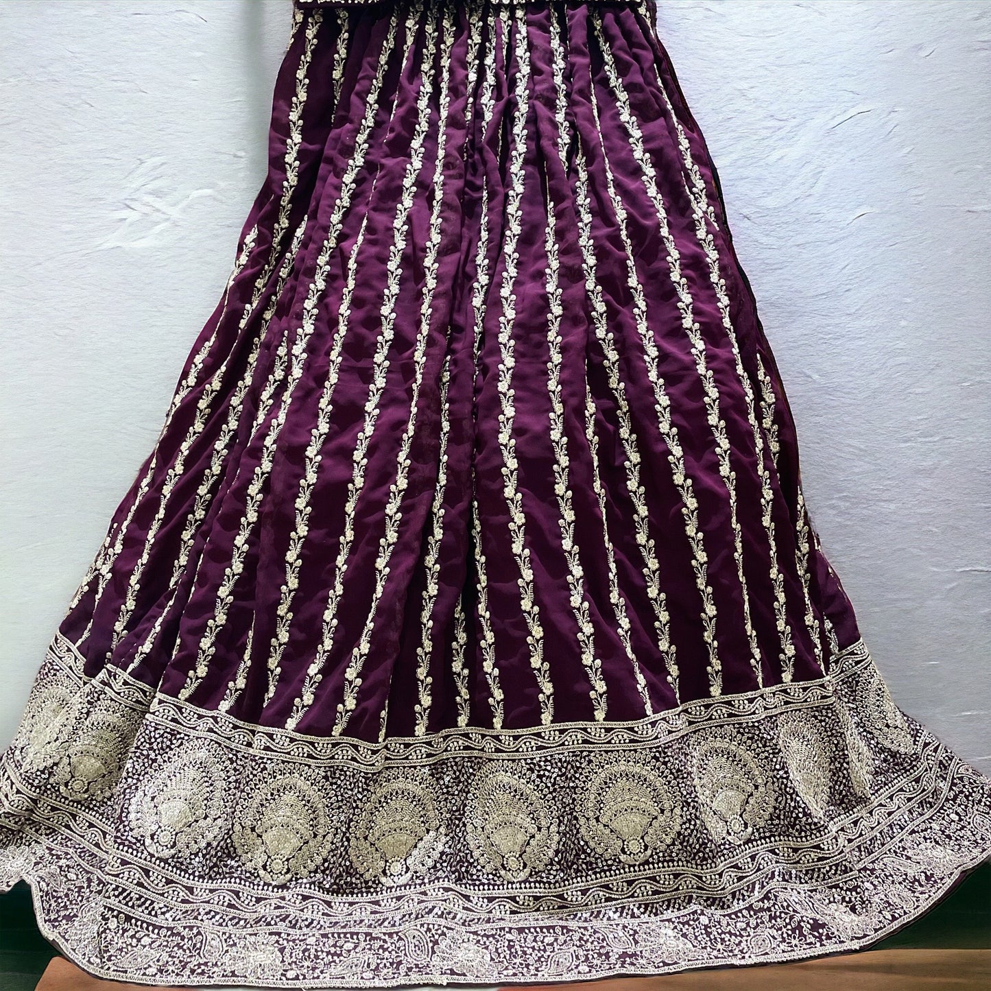 Intricately embroidered Georgette Lehenga