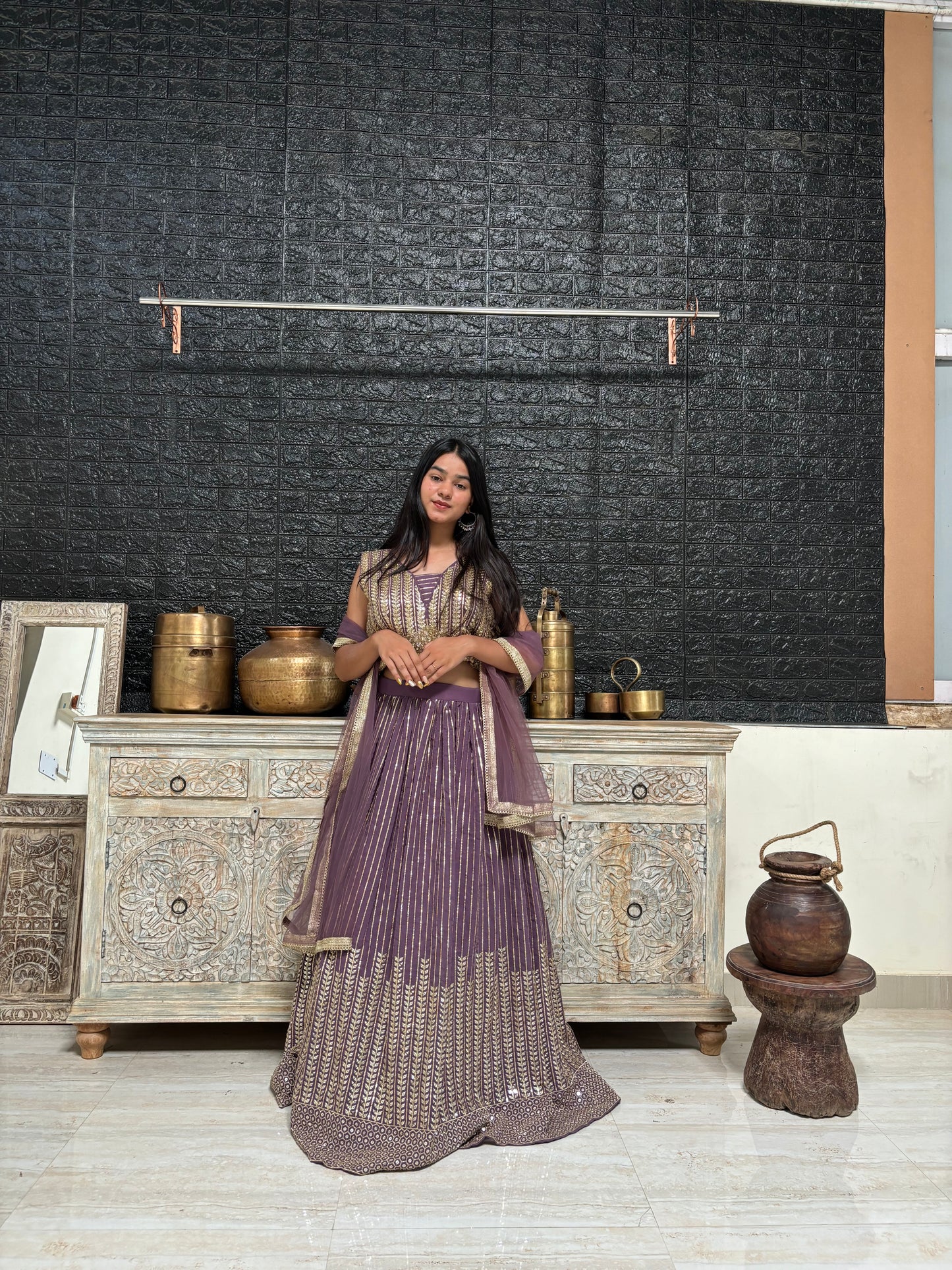 Purple Georgette Lehenga