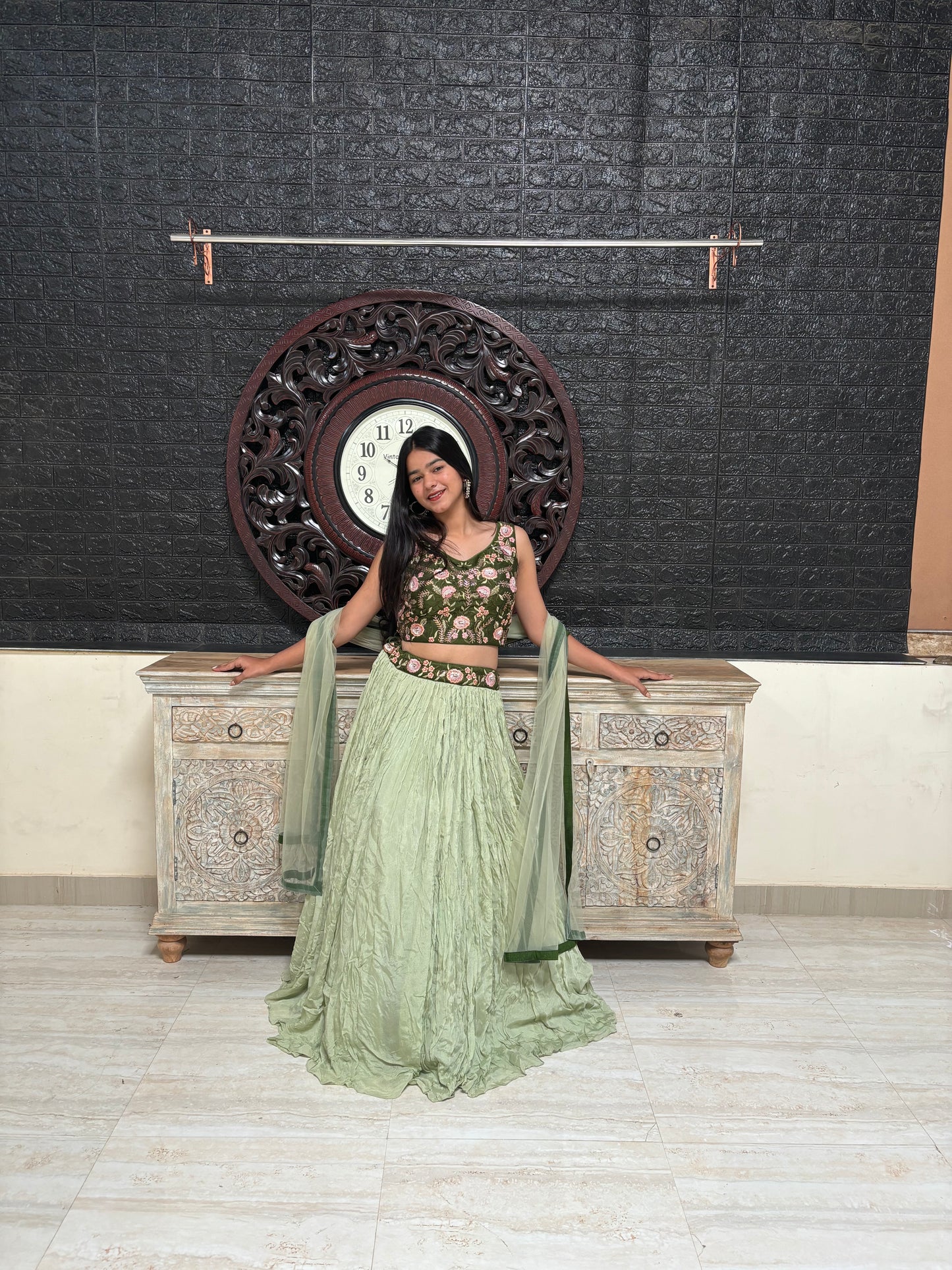 Lehenga with Hand-Embroidered Blouse