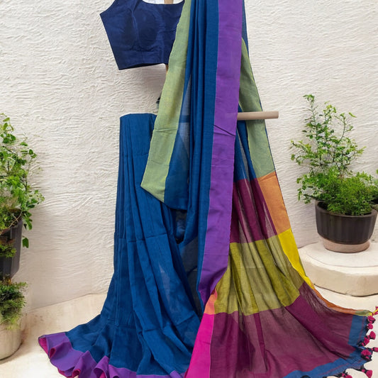 Multicoloured Khadi Cotton Saree