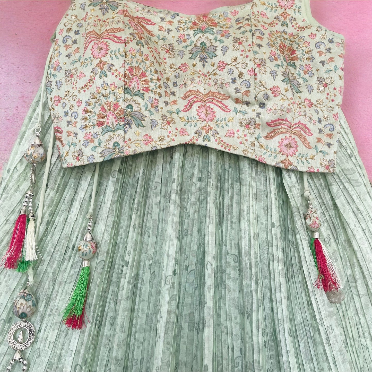 Green Digital Printed Lehenga