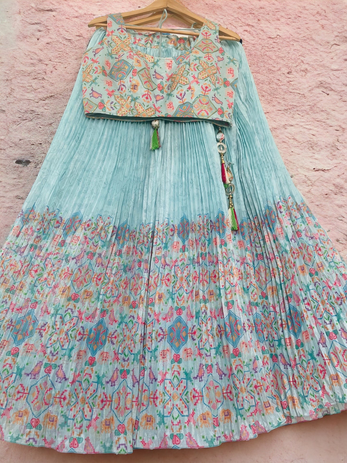 Sky Blue Digital Printed Lehenga