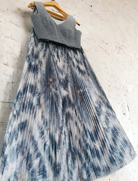 Grey Shibori Lehenga