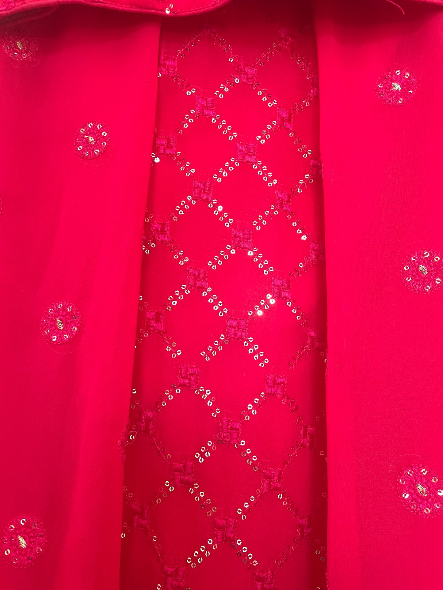 Red embroidered lehenga