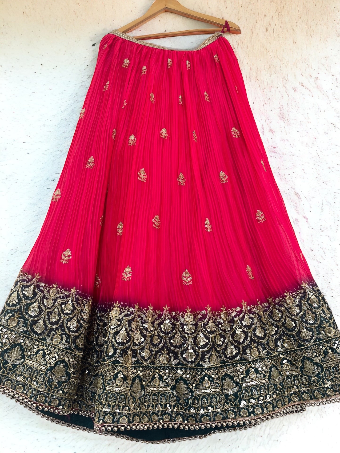 Pink Green Lehenga