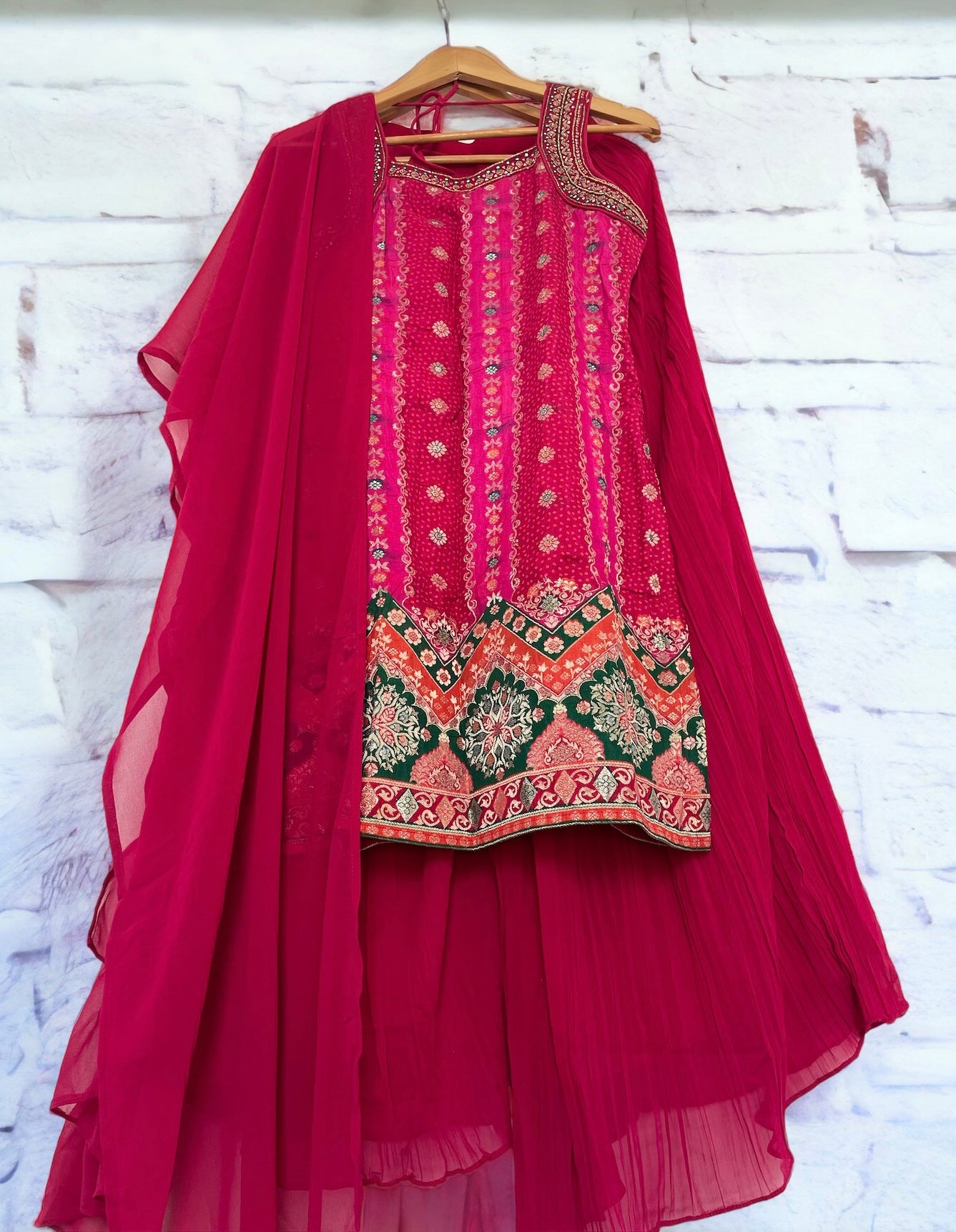 Banarasi Weave Pink Sharara Set