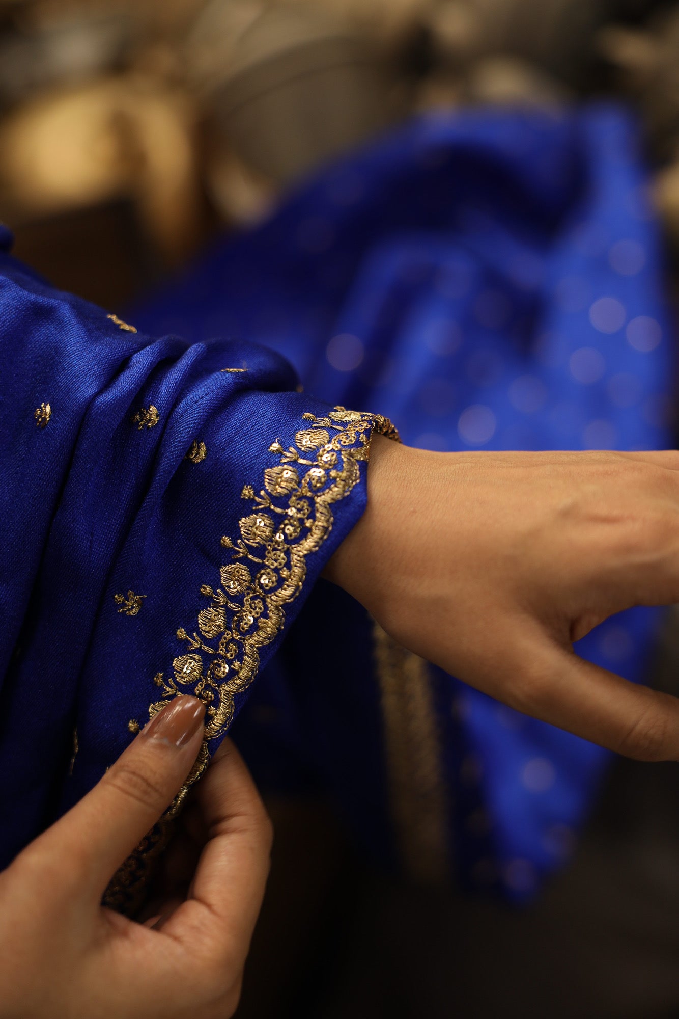 Rani-Sa Blue Butti Saree (With Stitched Blouse)